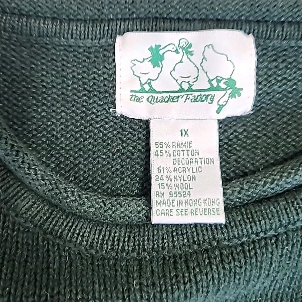 Vintage The Quaker Factory Santa Clause Christmas Knit Crewneck Sweater Size‎ 1X
